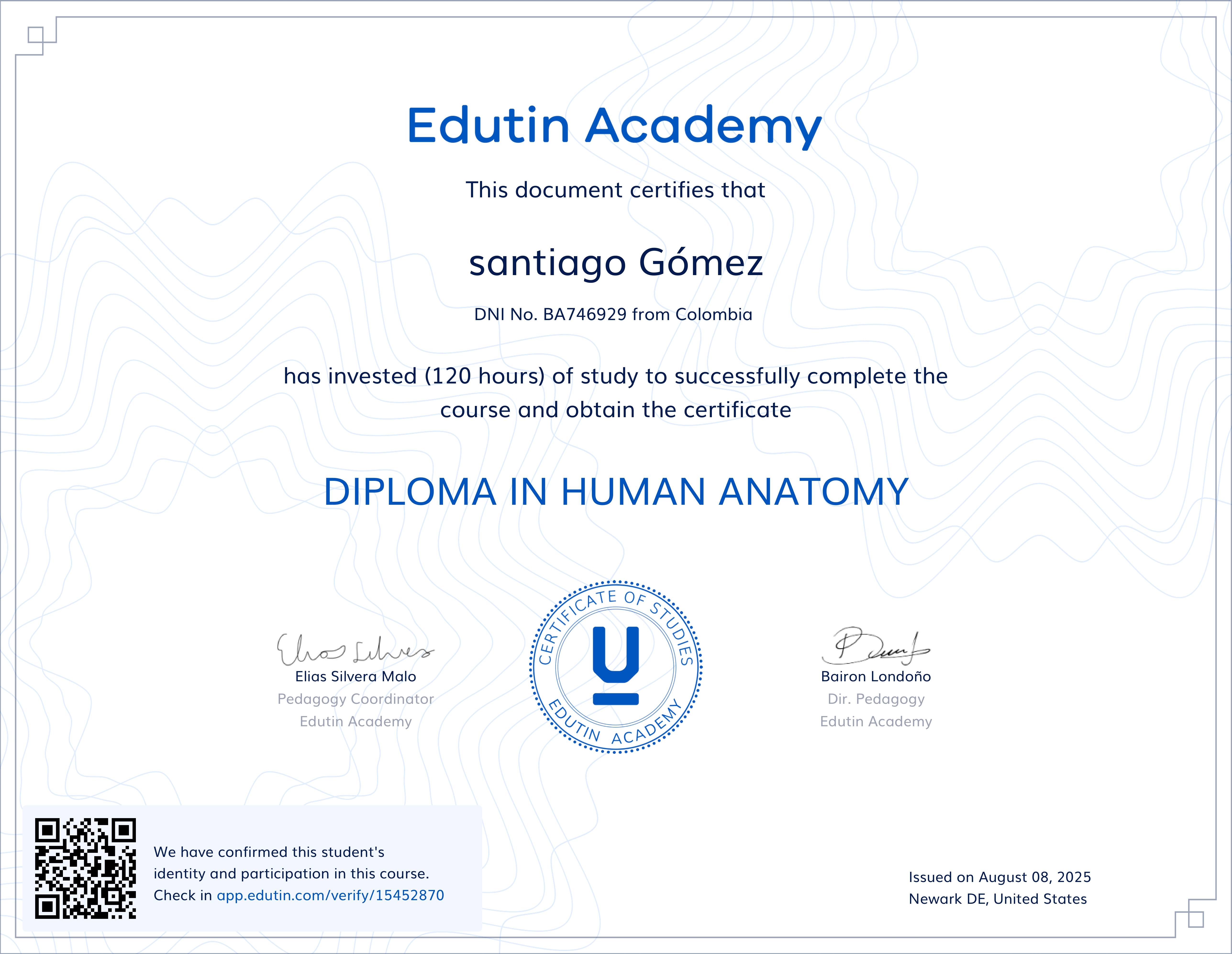 Human Anatomy Certification